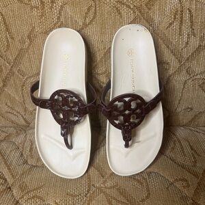 Tory‎ Burch Miller Cloud Soft Croco Emboss Sandals Size 8